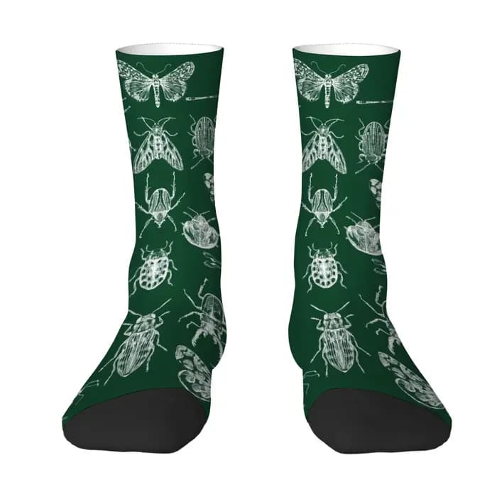 Chaussettes fantaisie rétro à motif insecte naturel pour hommes