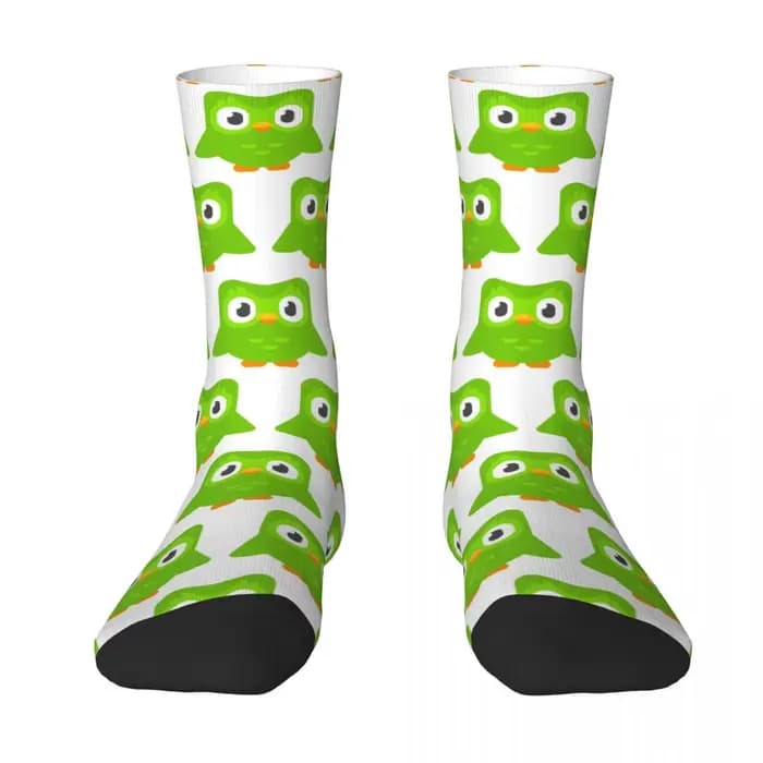 Duolingo hibou Duo chaussettes Harajuku bas Super doux toutes saisons