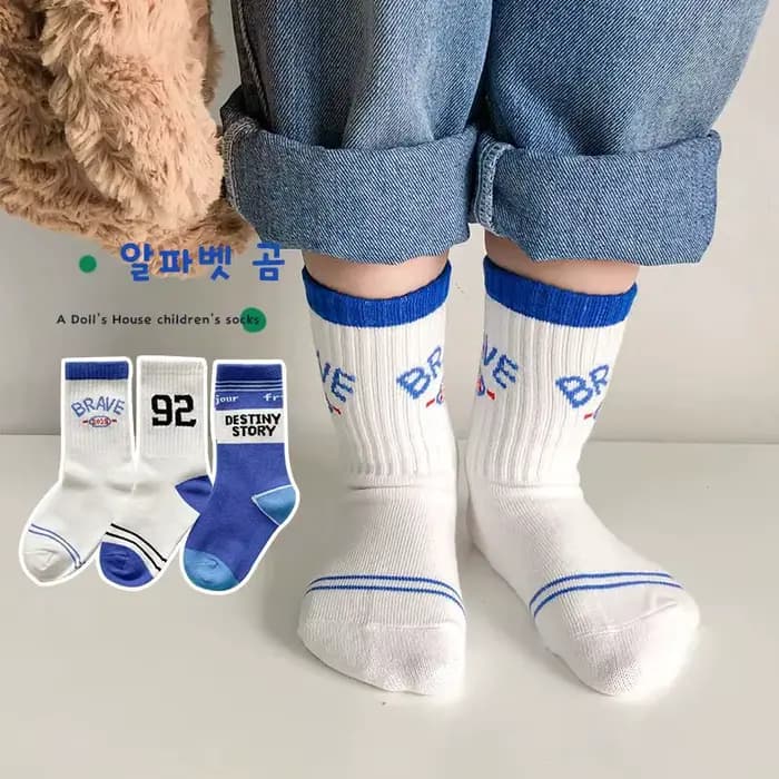 3 paires de chaussettes pour enfants garçons filles mode lettres chiffres
