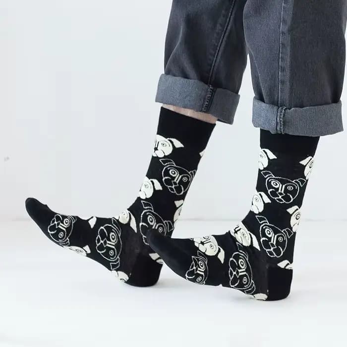 5 paires hommes chien chaussettes mi-mollet