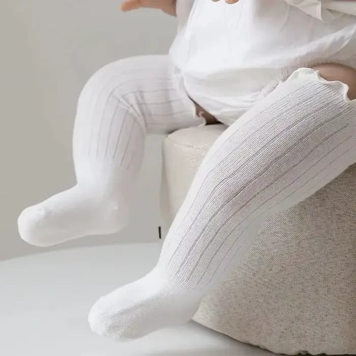 3 paires/lot bébé filles chaussettes dentelle froufrous solide coton longue genou haute enfants chaussette infantile