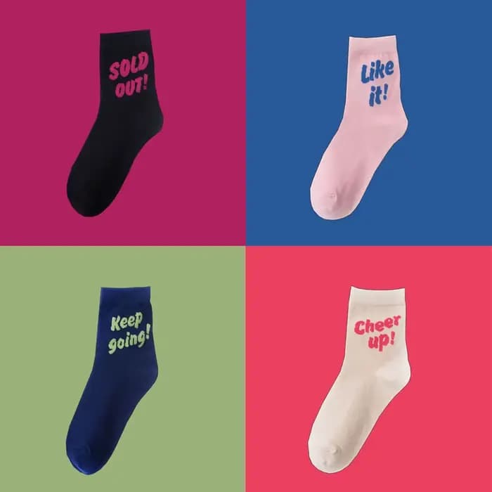 Chaussettes femmes mode Kawai Hip Hop lettre Harajuku rue noir blanc Hipster Skateboard coton