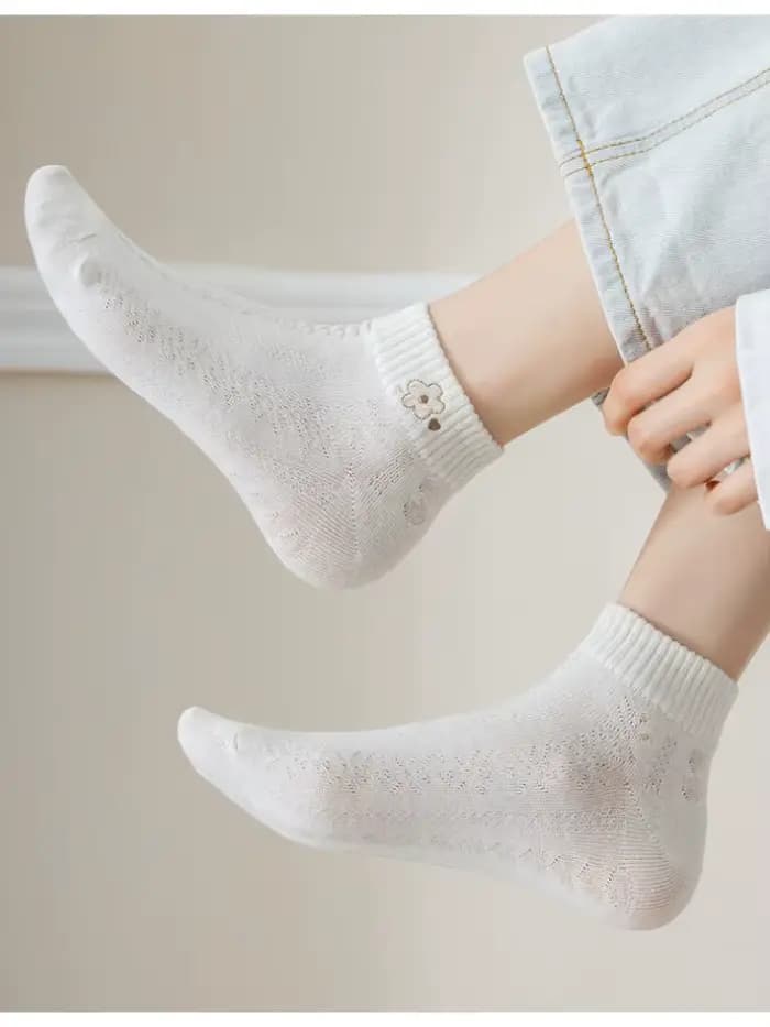 Chaussettes d'Été Blanches en Coton pour Femme et Fille