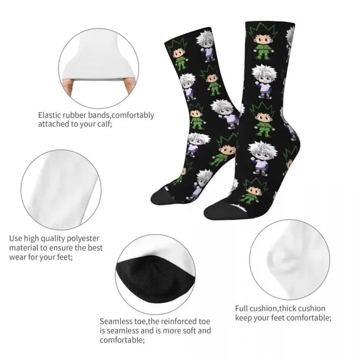 Chaussettes à tube moyen Hunter X Hunter pour hommes et femmes