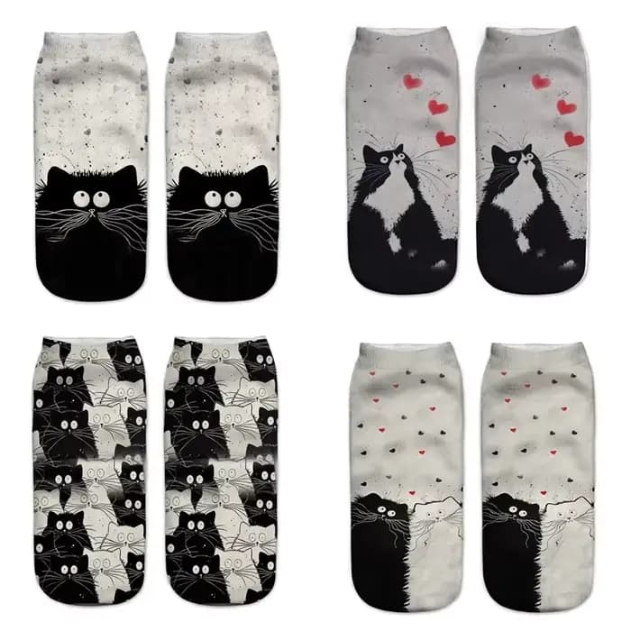 Chaussettes chat drôle femme mignon Kawaii 3D imprimé dessin animé chaton unisexe créatif