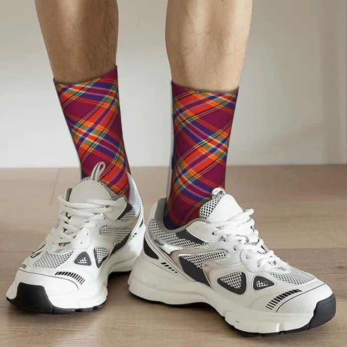 Personnalisé écossais rayures motif Tartan hommes femmes équipage chaussettes unisexe mignon Royal printemps été