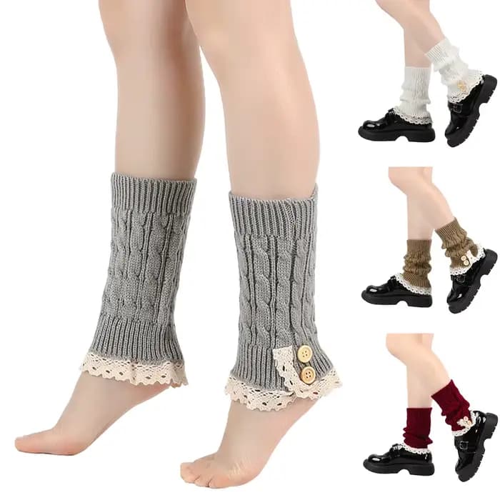 Jambières pour femmes cheville hiver chaud Stretch tricoté Slouch thermique dames épais laine poignets bottes chaussettes femme guêtre Lolita Y2k