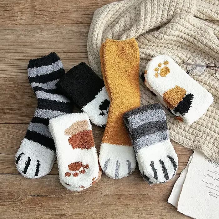 1 paire de chaussettes en coton doux pour femmes – Design de dessin animé d'animaux amusants