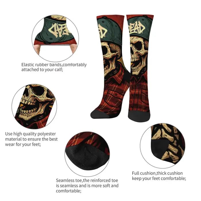 Harajuku rétro gothique crâne rue mode chaussettes nouveauté tendance Hip Hop équipage