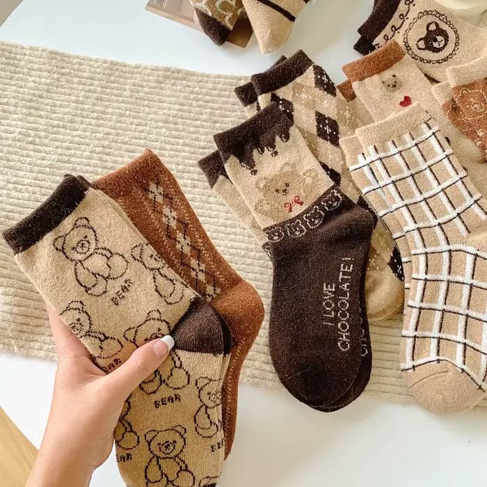 Chaussettes tube épaisses en laine Kawaii pour femmes