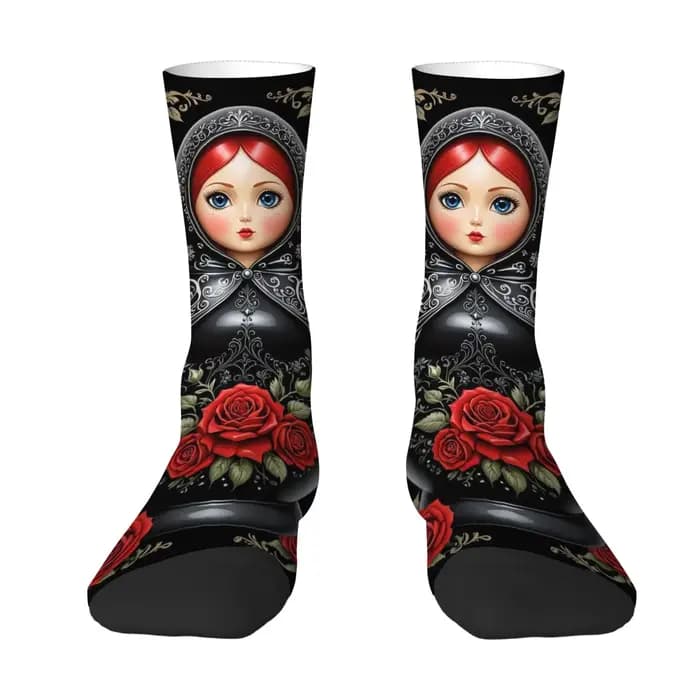 Art ethnique Rose Matryoshka chaussettes pour hommes Style rétro confortable respirant décontracté mode