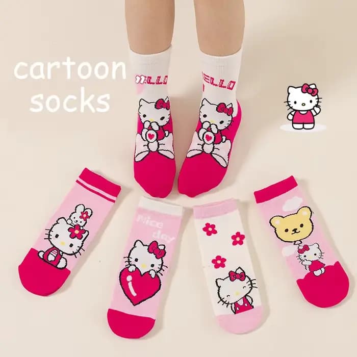 Chaussettes pour filles Hello Kitty mignonnes