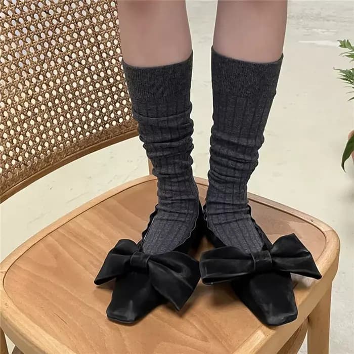 Femmes coton genou chaussettes hautes noir blanc couleur unie mode décontracté mollet chaussette femme fille fête danse