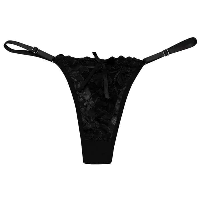 Dames dentelle Sexy culottes brodé pansement sous-vêtements femmes Transparent respirant tongs nœud papillon