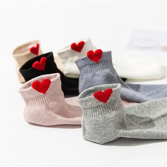 Chic nouvelles femmes été printemps mignon 3D rouge amour coeur cheville chaussettes drôle heureux frais littéraire collège Style court Sokken