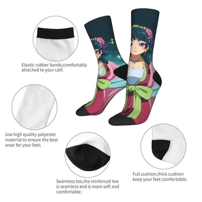 Maomao l'apothicaire journaux chaussettes motif bas antidérapant adultes hommes