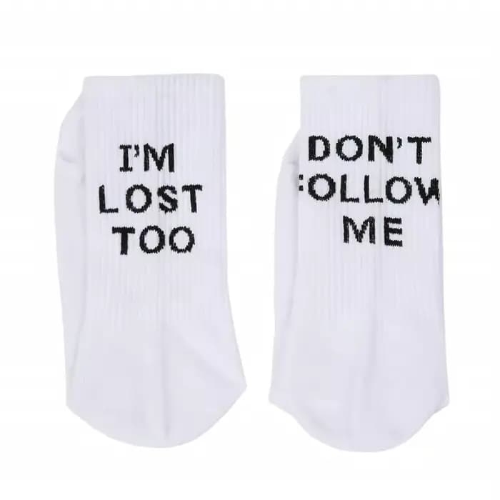 Livraison directe hommes chaussettes drôles Harajuku Humor mot imprimé