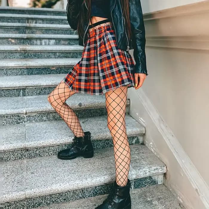 Collants en nylon résille en maille pour femmes, bas de corps longs, jacquard, pied d'étape, couture de mode, lingerie pour dames, bonneterie noire, collants sexy