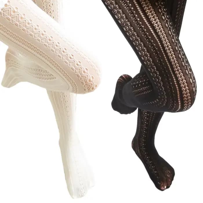 Automne femmes collants Lolita bas en dentelle femme évider blanc femme collants bas tatouage collants modèle