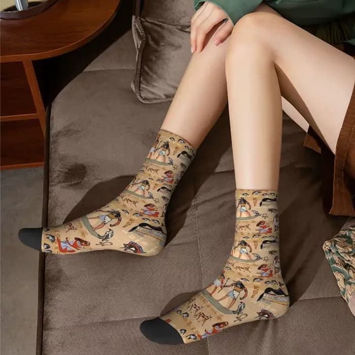 Chaussettes humoristiques pour hommes et femmes, Symdockers éma ens, Boho Tribal Graphic, Prairie Egypt Sock, Happy Male, Spring, Summer, Autumn, Winter