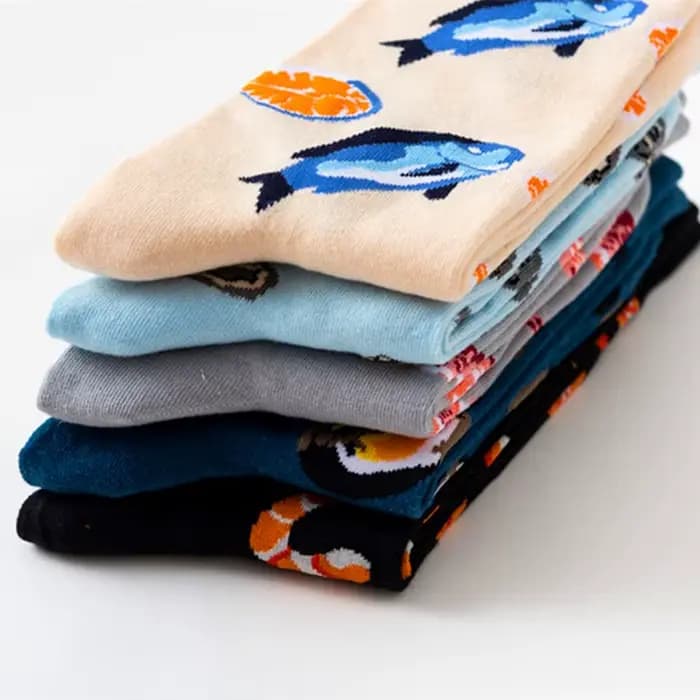 Nouveautés femmes chaussettes unisexe printemps automne dessin animé avocat Burger Sushi fruits de mer chaussette