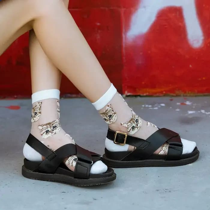 Chaussettes transparentes en fibre de verre pour femmes
