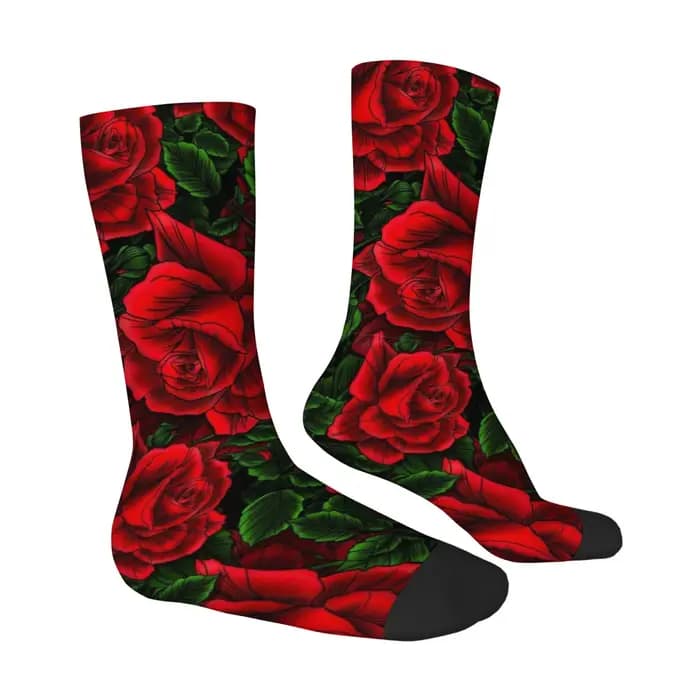 Chaussettes rétro romantiques à motif de roses pour hommes