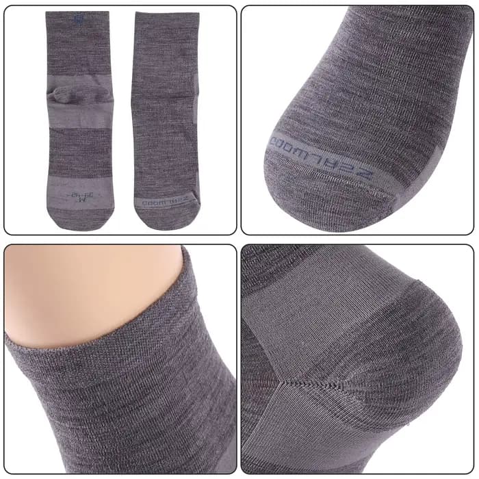 ZEALWOOD 3 paires de chaussettes de course en laine mérinos pour hommes et femmes, série Lifestyle, anti-ampoules, coussinées, ultra-légères, pour le tennis