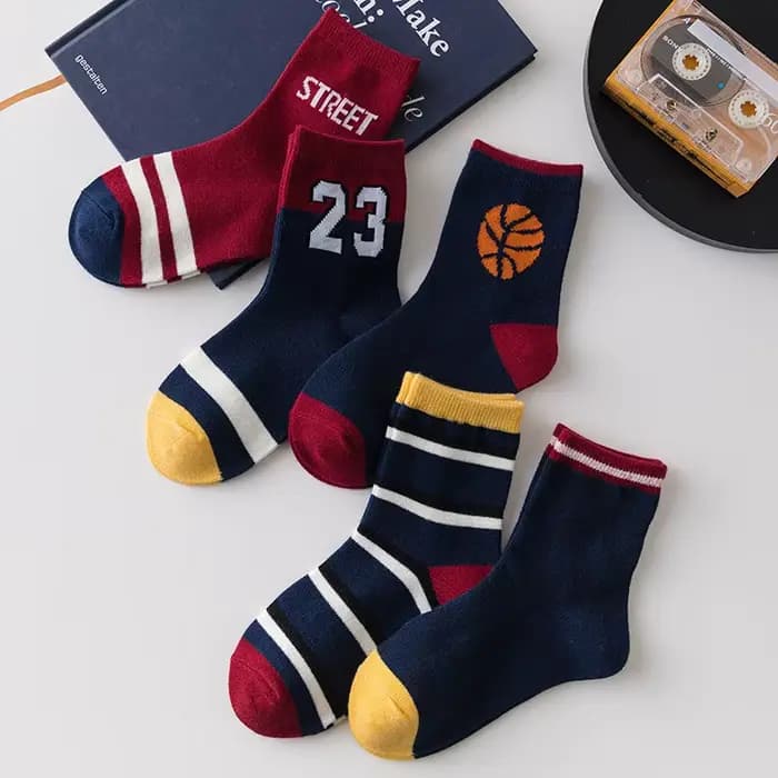 5 paires enfants garçons pur coton chaussettes