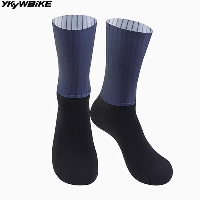 YKYWBIKE Aero chaussettes de cyclisme anti-dérapant Silicone ligne blanche
