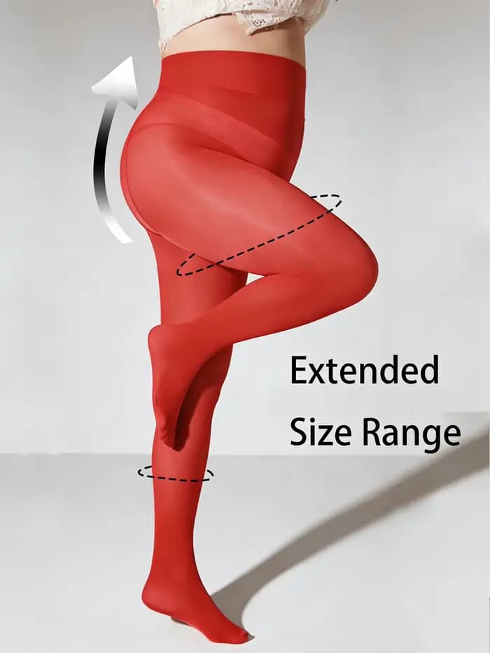 1 collant opaque rouge taille haute pour femme