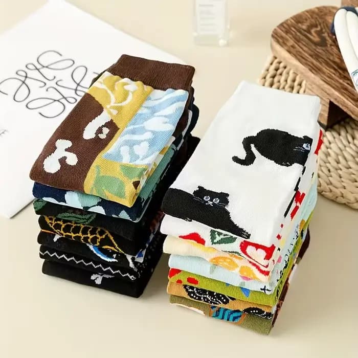 3/5 paires de chaussettes mi-mollet en coton à orteils séparés
