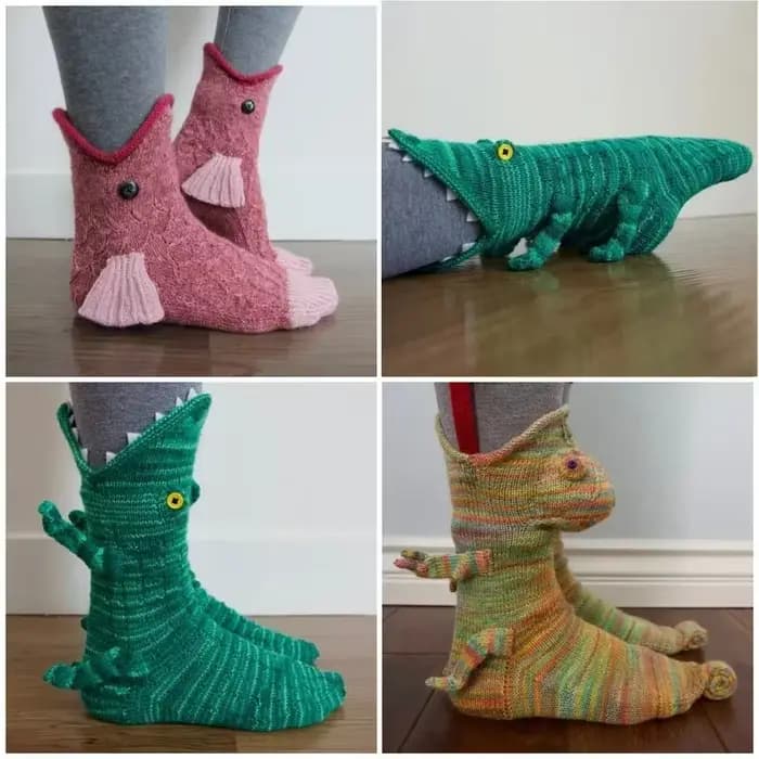 Chaussettes pour femmes créatives mi Tube Animal chaussette drôle dessin animé tricot Crocodile