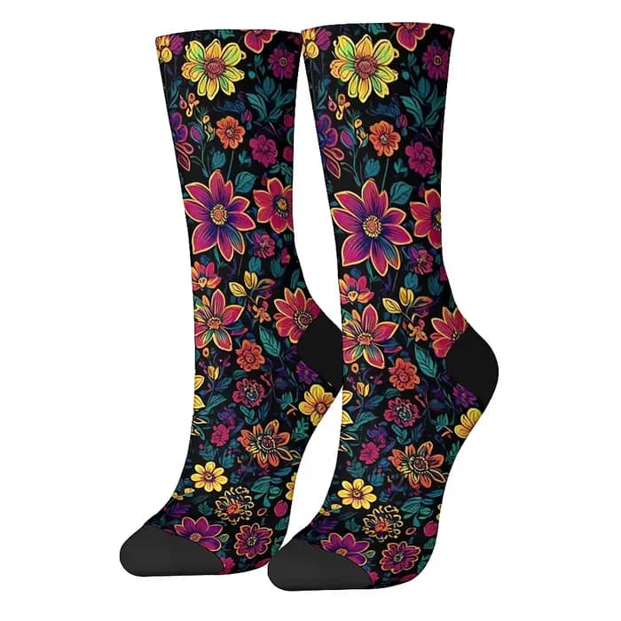 Chaussettes tricotées vintage fun floral pour hommes