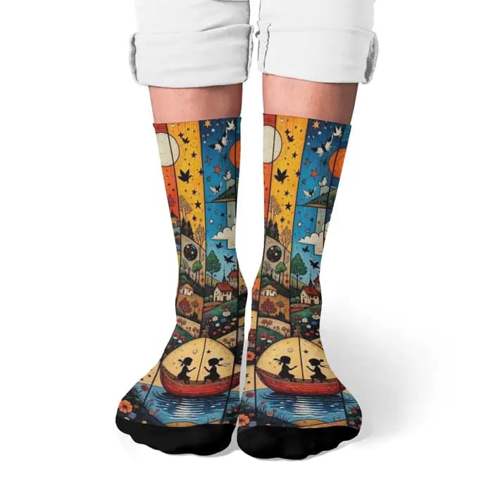 Illustrations patchwork de conte de fées Chaussettes drôles pour hommes Nouveauté d'Halloween