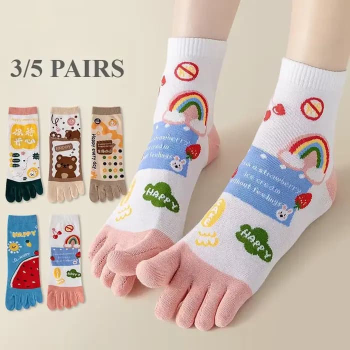 Chaussettes en coton à cinq doigts pour femmes