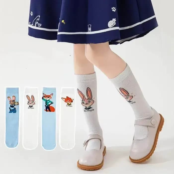 4 paires de chaussettes Disney bleues et blanches avec motif de personnage de dessin animé Zootopia