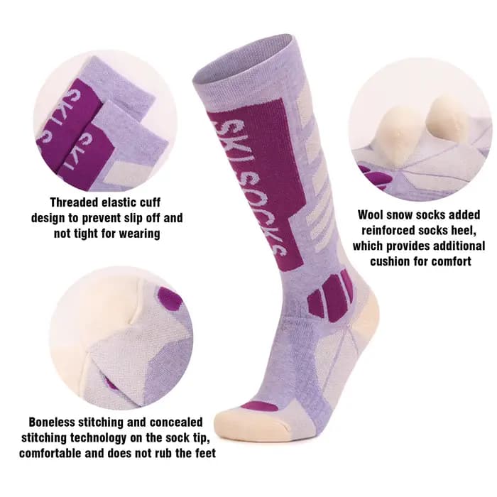 Chaussettes hautes thermiques en laine mérinos pour femmes