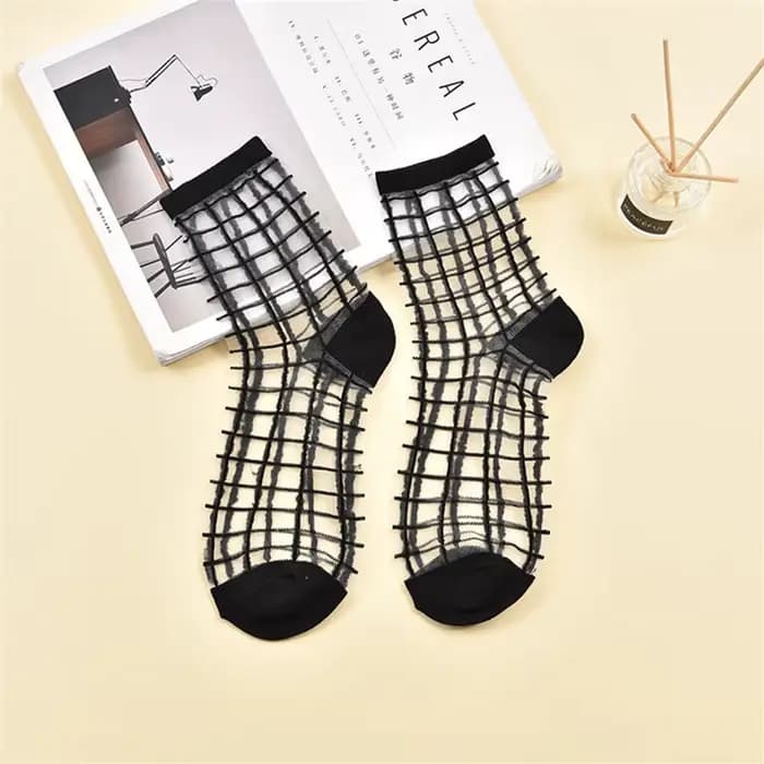 Chaussettes Sexy en résille et dentelle transparente pour femmes