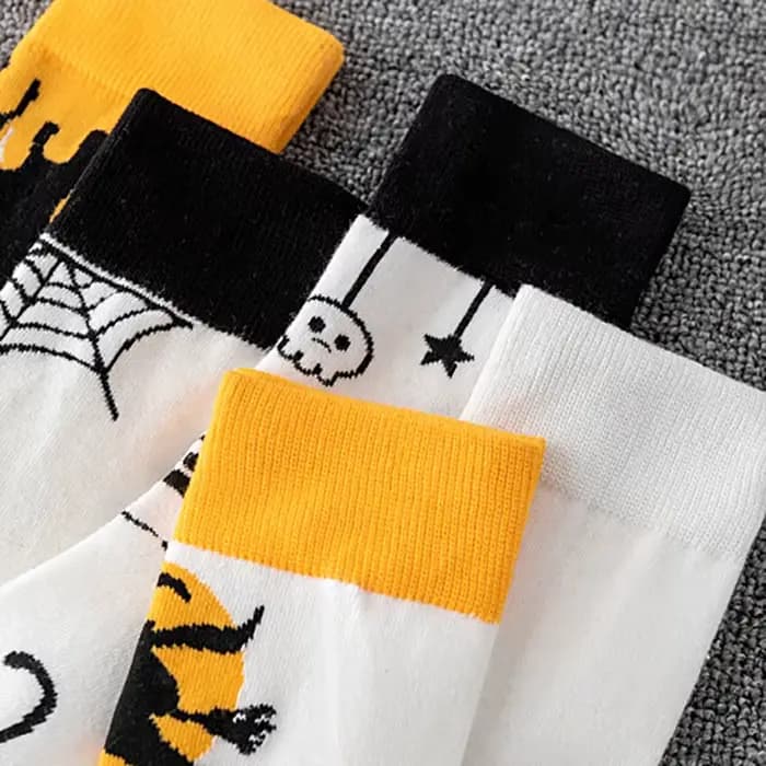 Chaussettes d'hiver d'halloween pour femmes et hommes, chaussettes amusantes en coton épais et respirant, Tube central, squelette de chauve-souris, citrouille, dessin animé