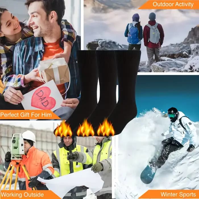 2 paires de chaussettes en laine ultra-épaisses pour hommes