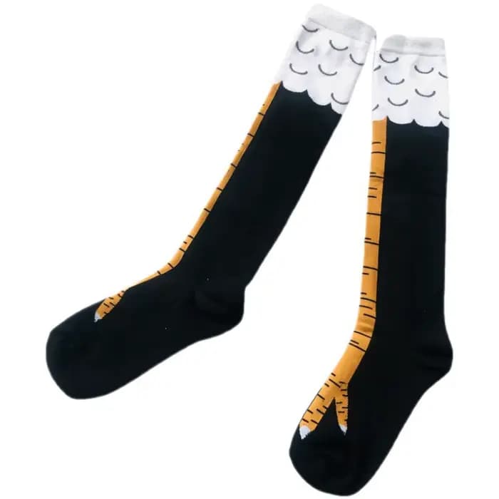 Chaussettes pour femmes originales à motif pattes de poulet et d'autruche