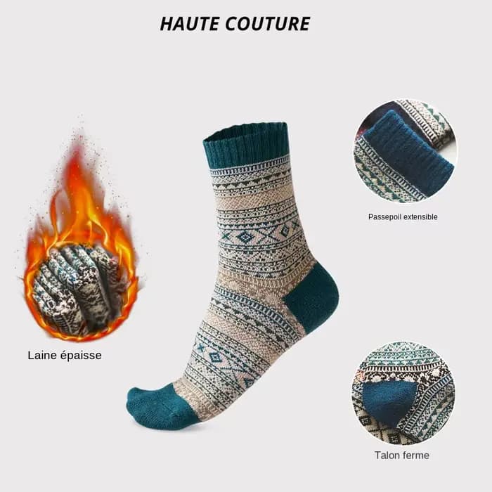 Chaussettes épaisses en laine de mouton pour hommes