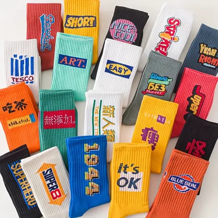 5/10/20 paires aléatoire personnalisé Graffiti Style femmes mi chaussettes à la mode haute rue Super Cool filles