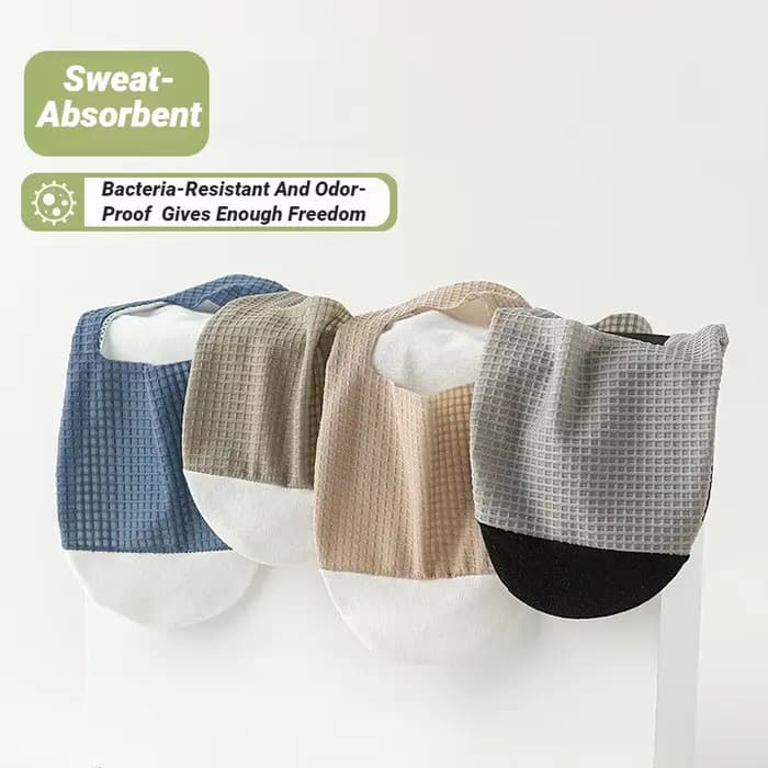 Chaussettes bateau invisibles pour hommes à motif gaufré, fines, respirantes, confortables, de haute qualité, absorbant la transpiration, en maille décontractée