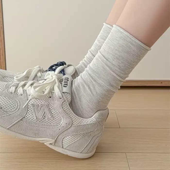 Femmes chaussettes mode japonaise coton mince respirant longues
