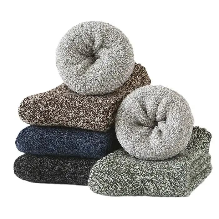 5 paires de chaussettes en laine unie pour hommes
