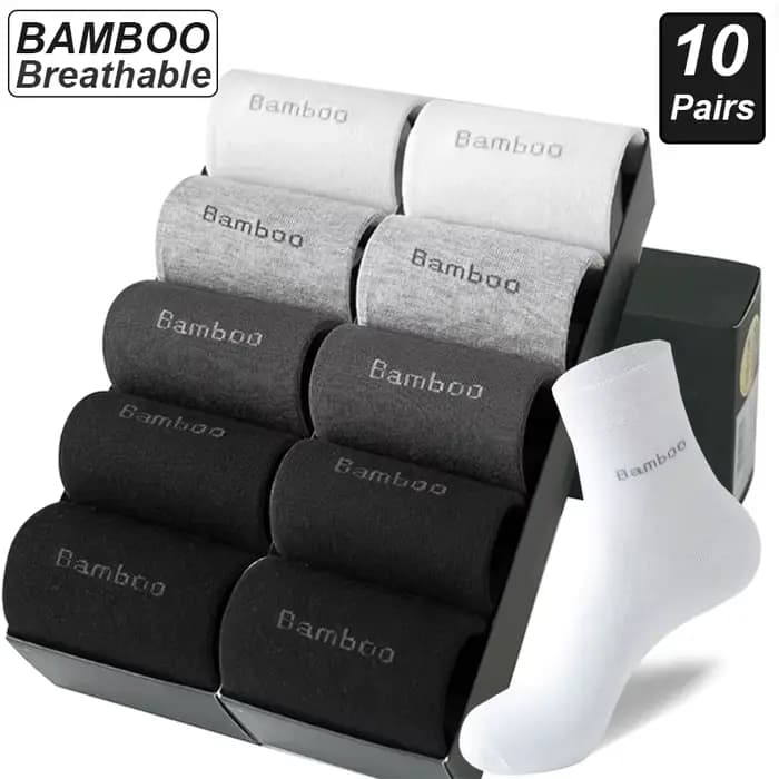 10 paires de chaussettes en Fiber de bambou pour hommes