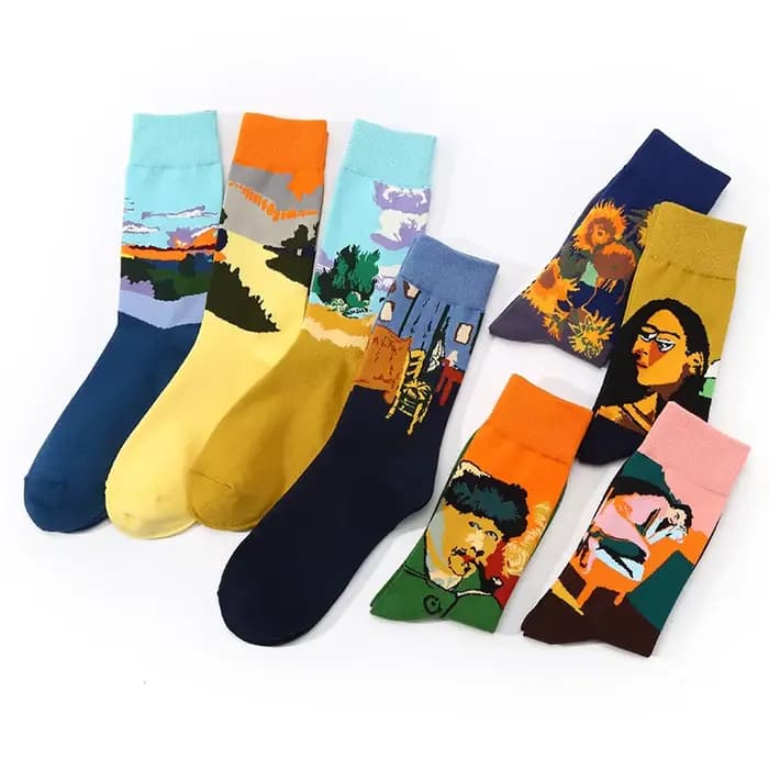 Chaussettes en coton pour femmes rétro abstrait peinture à l'huile Art