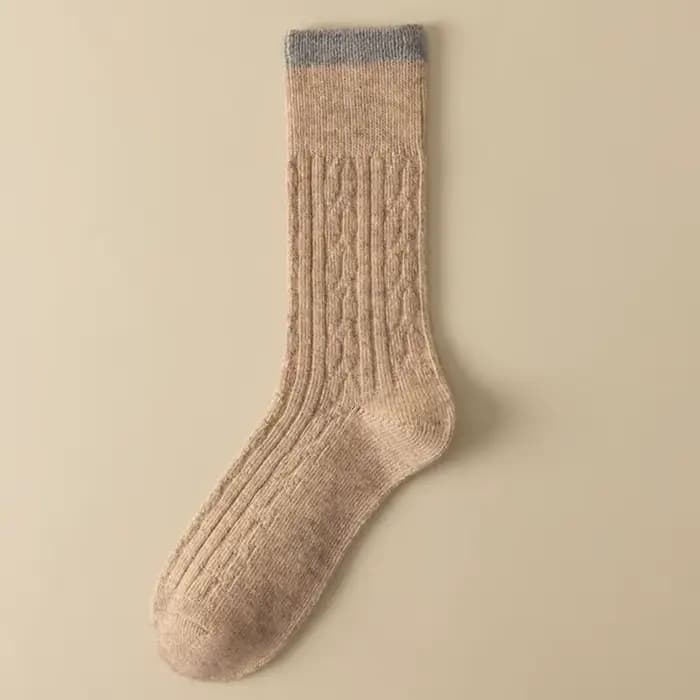 4 paires automne hiver couleur-bloc 100% laine femmes mi-mollet chaussettes épaissi rétro chaud polyvalent ample longues